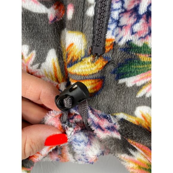 Urban‎ Outfitters Angela Cozy Floral Fleece Quarter Zip Pullover Size Medium - Picture 11 of 12